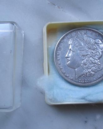 Moneta Argento 1 Dollaro Morgan 1889 antica USA