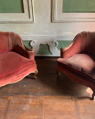 Poltrone in velluto rosso mattone