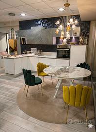 tavolo rotondo allungabile con piano in gres