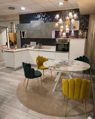 tavolo rotondo allungabile con piano in gres