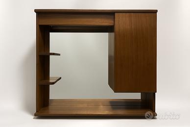 Specchiera da bagno contenitiva in legno scuro