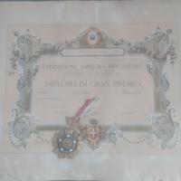 diploma di Gran premio esposizione agricola indust