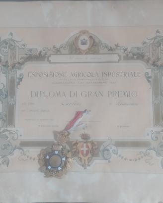 diploma di Gran premio esposizione agricola indust