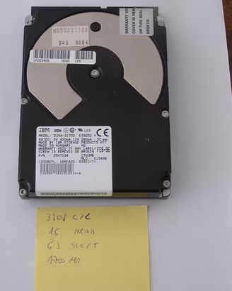 Hard Disk Vintage 3.5" IDE IBM 1700MB