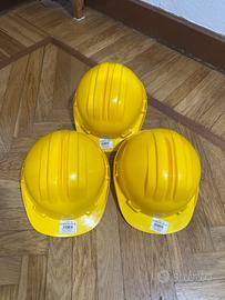 Lotto 3 elmetti gialli da cantiere usati