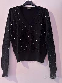 maglia nera in lana e cashmere liu jo