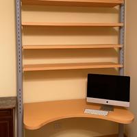 Libreria con scrivania integrata - metallo e legno