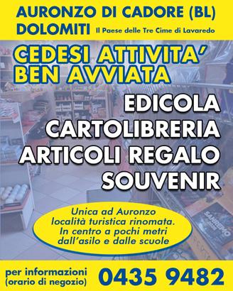 Edicola cartolibreria souvenir Auronzo Dolomiti