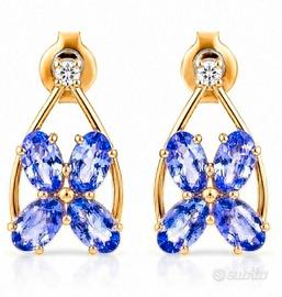 Orecchini  oro giallo 14 carati- tanzanite