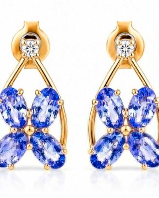 Orecchini  oro giallo 14 carati- tanzanite