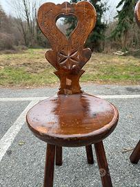 Sedia tirolesi antiche in legno massello