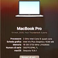 Apple MacBookPro 13" (2020) 16GB RAM - TRATTABILE