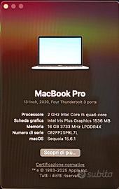 Apple MacBookPro 13" (2020) 16GB RAM - TRATTABILE