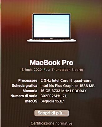 Apple MacBookPro 13" (2020) 16GB RAM - 512GB ROM