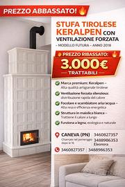 STUFA TIROLESE KERALPEN CON VENTILAZIONE FORZATA