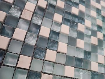 mosaico vetro e marmo celeste