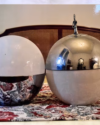 Coppia Lampade Sospensione Space Age Anni 70