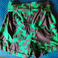 Pantaloncini Motivi in cotone verde e nero