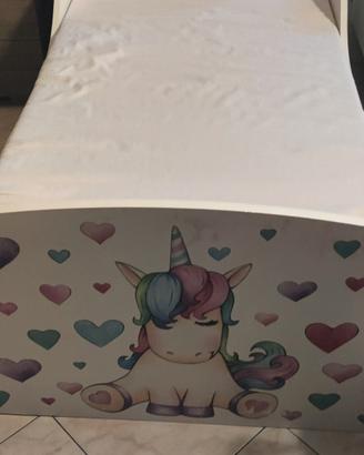 2 lettini bambina unicorno 140x70 (già smontatoi)