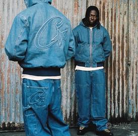 Corteiz CRTZ Embossed C-star Denim work jacket Blu