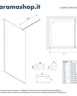 Parete Doccia Walk-In LAZAROS 80cm NUOVA