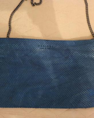Borsa Pochette pelle blu Orciani 
