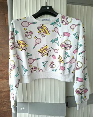 Felpa corta in cotone da donna di Bershka