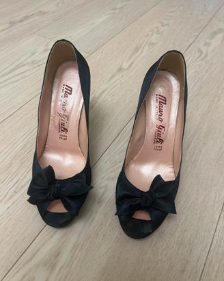 Scarpe alte decollete open toe blu, tg 37