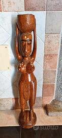 Rara Statua Africana Vintage in Legno Massello