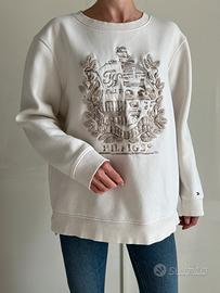 Felpa oversize panna Tommy Hilfiger donna