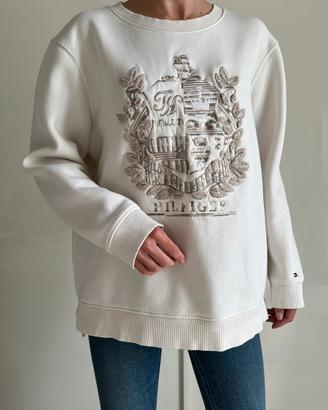 Felpa oversize panna Tommy Hilfiger donna