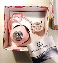 Porta ciuccio NUOVO in argento colore rosa