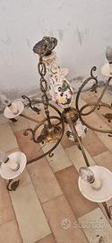 lampadario ottone Capodimonte