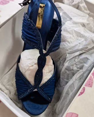 scarpe blu con tacco