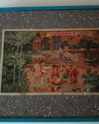Rara Scatola Costruzioni in Legno Vintage F.E.F.