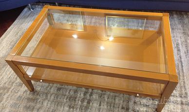 Tavolino soggiorno 100 x 60  h 40 legno e vetro