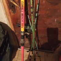 collezione tre canne da pesca 