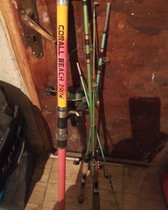 collezione tre canne da pesca 