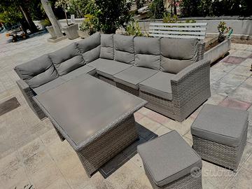 Salotto angolare da giardino 8 posti