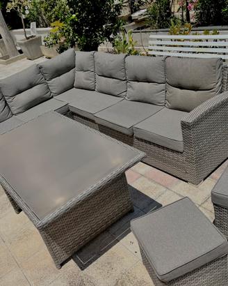 Salotto angolare da giardino 8 posti