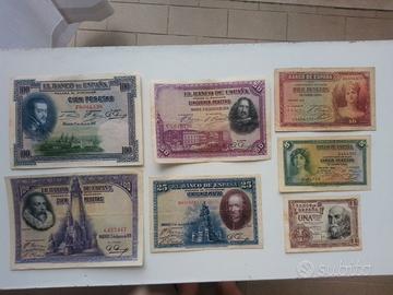 Banconote Spagna anni 1920 e 1930