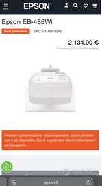Proiettore EPSON  ottica ULTRA CORTA LUMINOSISSIMO