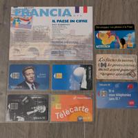 7 Schede Telefoniche francesi Con Scheda Bolaffi