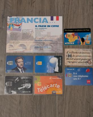 7 Schede Telefoniche francesi Con Scheda Bolaffi