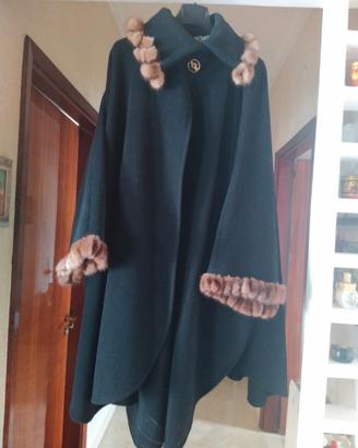 Mantella donna in lana, cashmere e visone