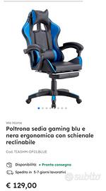 sedia gaming ancora imballata 