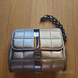 Chanel pochette bicolore oro e argento autentica