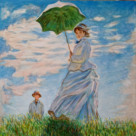 Quadro ad olio su tela - C. Monet , la passeggiata