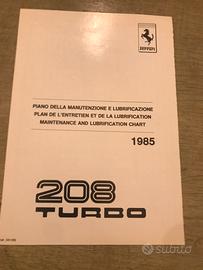 Ferrari piano manutenzione e lubrificazione 208 tu
