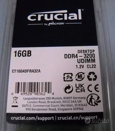 RAM Crucial 16GB DDR4 3200 UDIMM 1,2V CL22